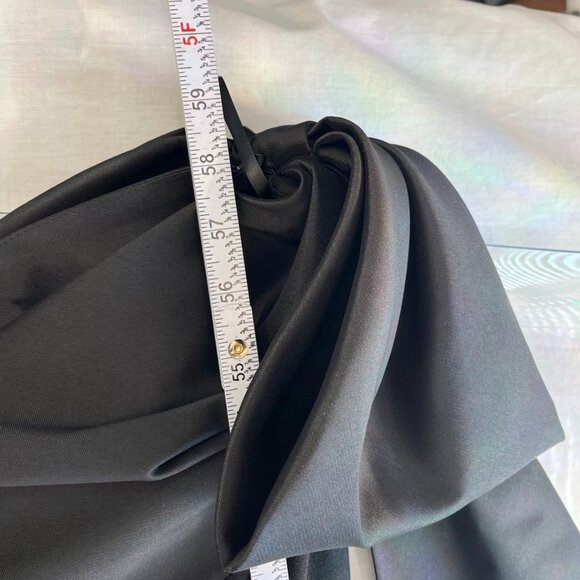 Betsy Adam Carmela One Shoulder Scuba Crepe Gown Satin Bow Black 12 - Picture 6 of 16